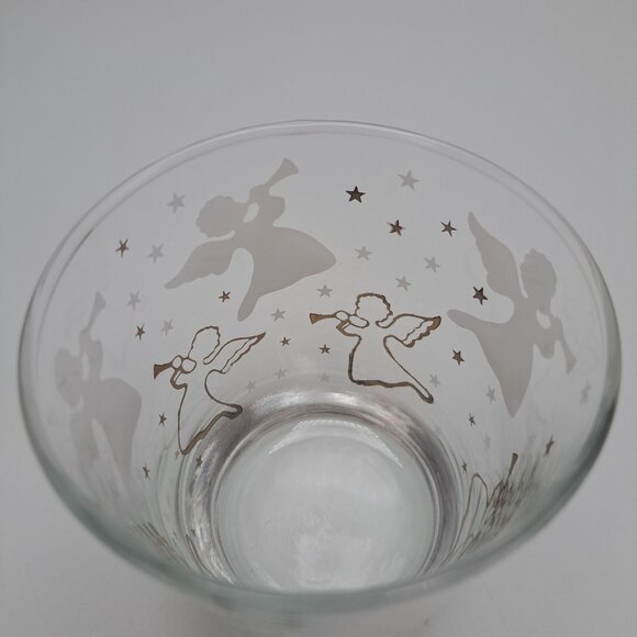 Anchor Hocking Clear Glass Gold White Angel and Star Design Mid-Century Modern - Picture 5 of 13